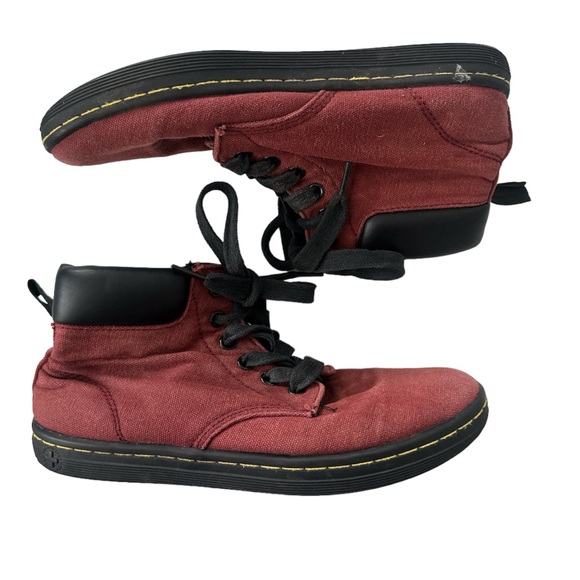 Dr. Martens Shoes - Dr. Martens Red Maelly Canvas Women's Ankle Cherry Euc Boots/Booties Size 7